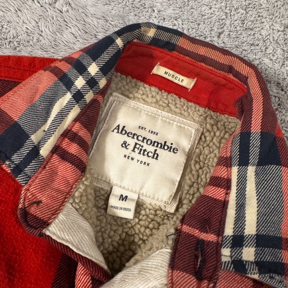Vintage Abercrombie & Fitch Sherpa Lined Flannel Jacket Mens Medium - Picture 2 of 3